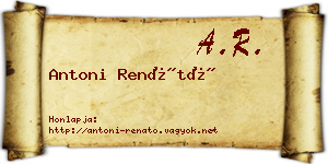 Antoni Renátó névjegykártya